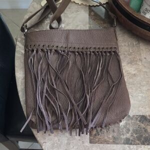Fringed Crossbody Bag - Taupe